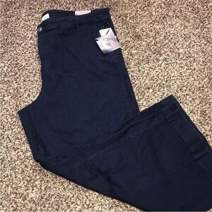 AVA & VIV Wide Leg High Rise Relaxed Dark Blue Denim Trousers Plus Sz 24 | NWT